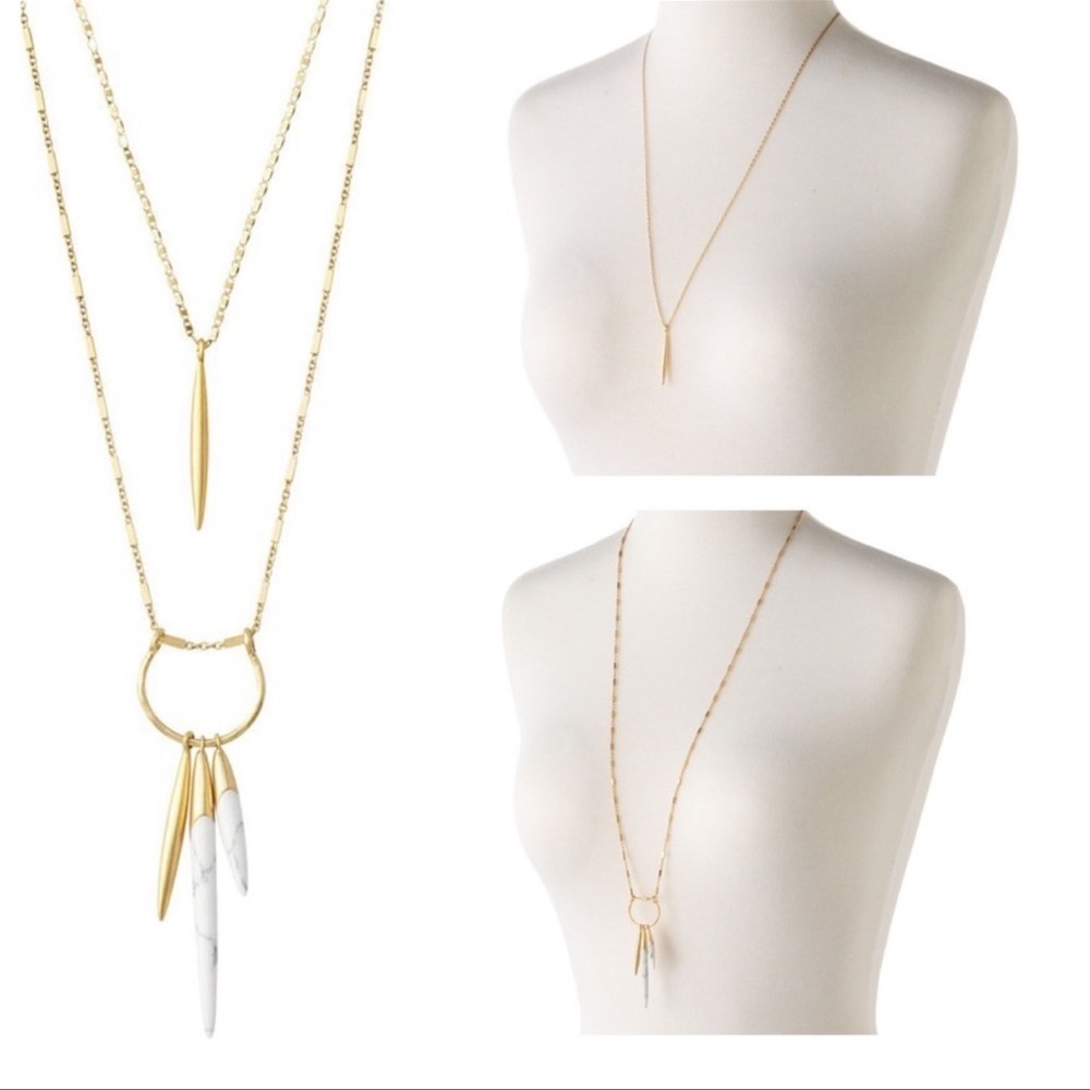Stella & Dot Quill necklace.  Gold